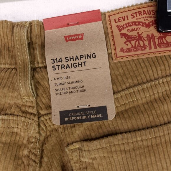 Levi’s Corduroy 314 Shaping Straight Pants Womens 27x30 Gold Brown Mid Rise - Picture 5 of 14